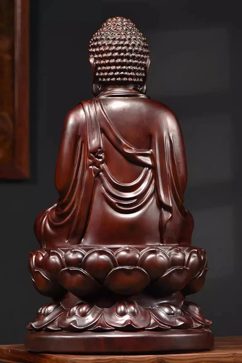 Ebony Wood Carvings Decorations Buddha Statue of Shakyamuni Collectible