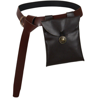 Unisex Medieval PU Leather Waist Belt Bag Organizer Warrior Costume Cosplay Prop