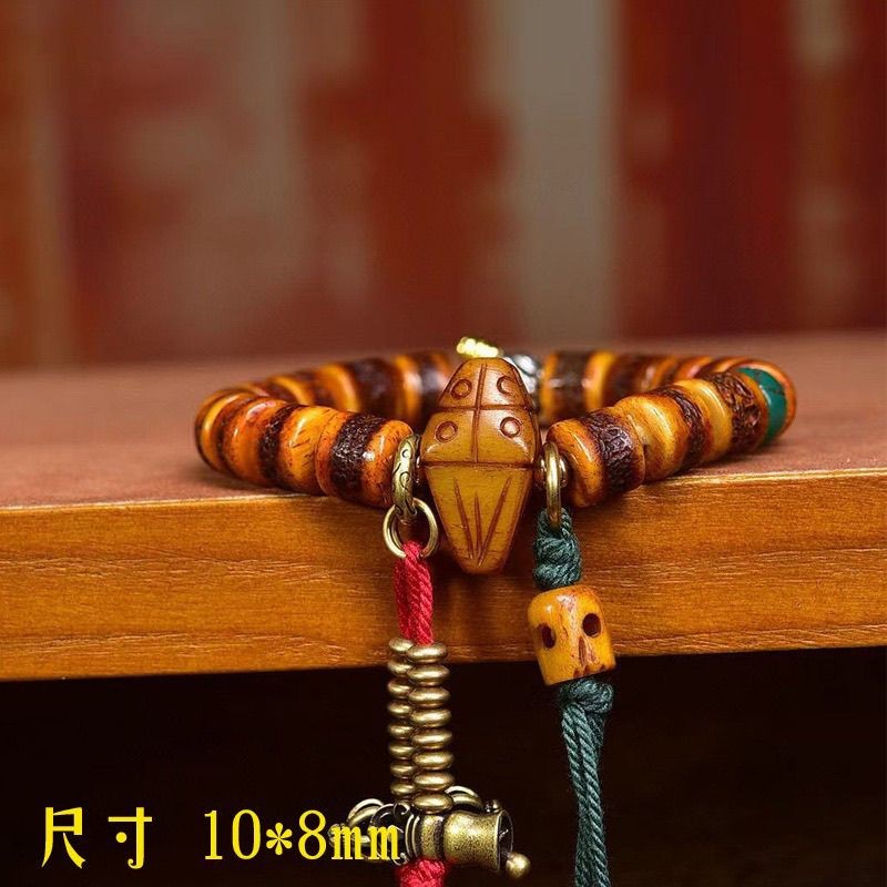 Tibetan Bead Bracelet 10x8mm Single Circle Buddhist Prayer Mala Ethnic Jewelry
