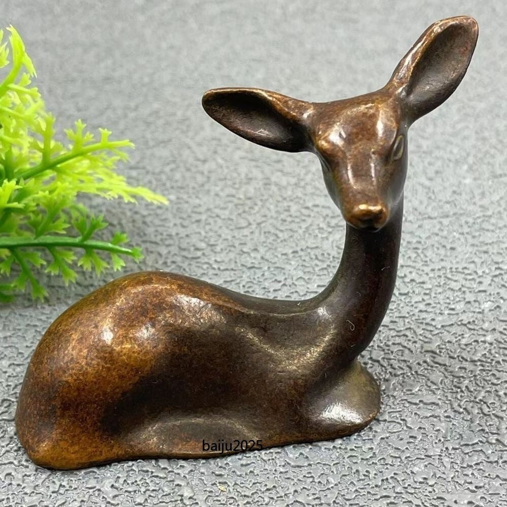Deer Statue Retro Crafts Metal Carving Decoration Tea Pet fawn figurine deerlet