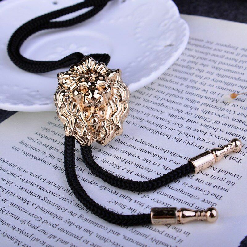 Men Lion's Head Bolo Tie Male Casual Cowboy Wear Suit Cravat Wool String Necktie