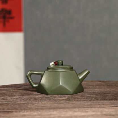 Original Ore Real Yixing Zisha Green Clay Tea Pot 9 Infuser Holes Handmade Pot
