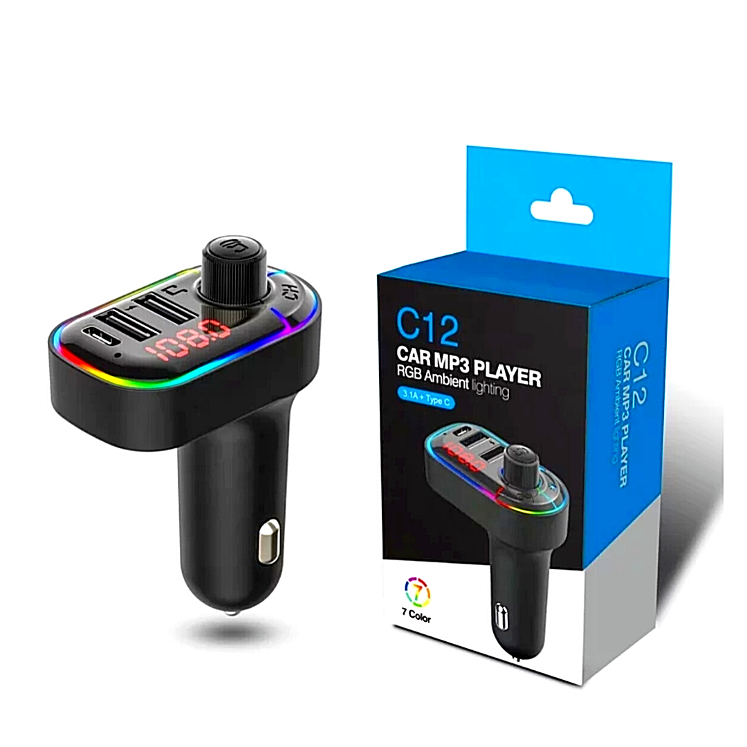 Cargador Rapido de Carro Coche Autos Vehiculo con Transmisor Bluetooth FM Dual