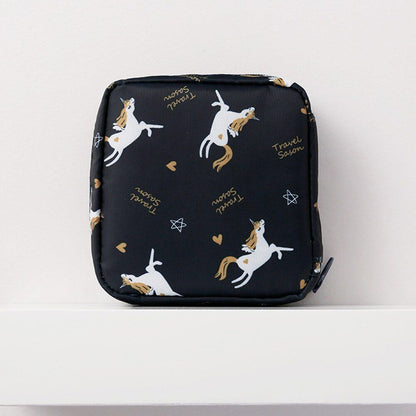 Storage Bag Napkin Pouch Cosmetic Bags Organizer Makeup Purse Nylon Black Travel