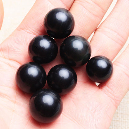 3Pcs Hot Natural Black Obsidian Quartz Round Sphere Crystal Healing Point Stones