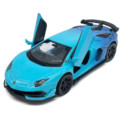 1/36 Lamborghini Aventador SVJ Model Car Diecast Toy Cars Metal Vehicle Blue