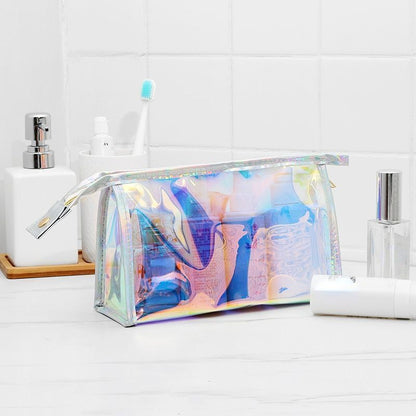 Pink Transparent Cosmetic Bag PVC Clear Makeup Bag Waterproof Zipper Beauty Case
