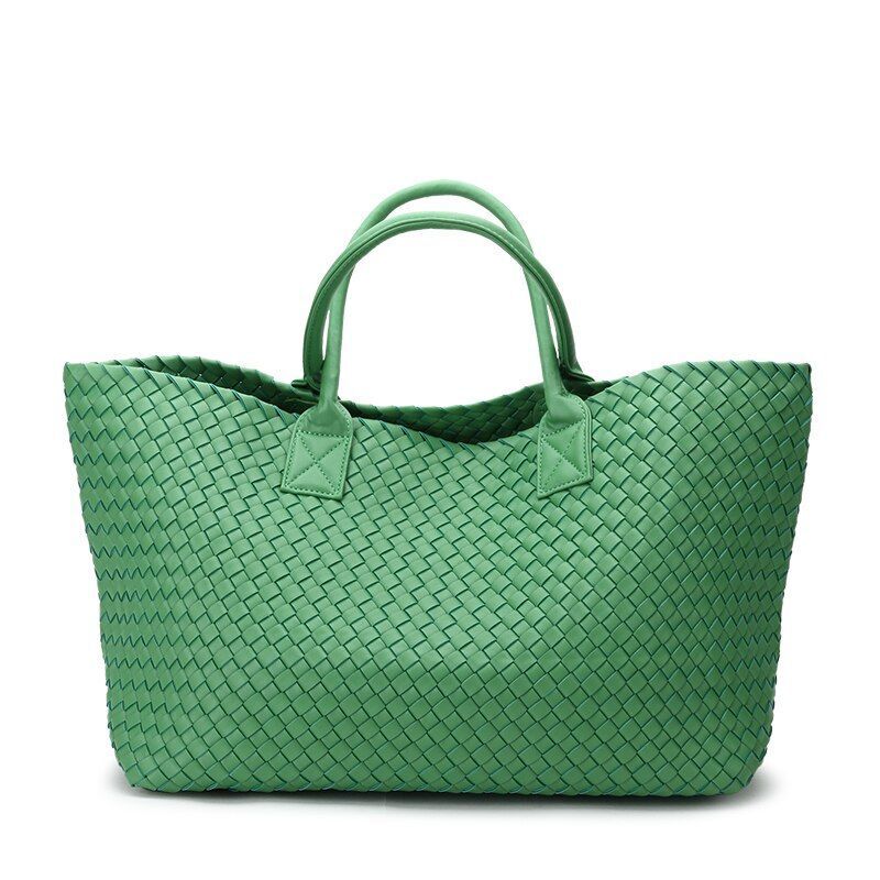Woven Handbags Imitation Sheepskin Shoulder Bag Large Bucket Bag Women Leather