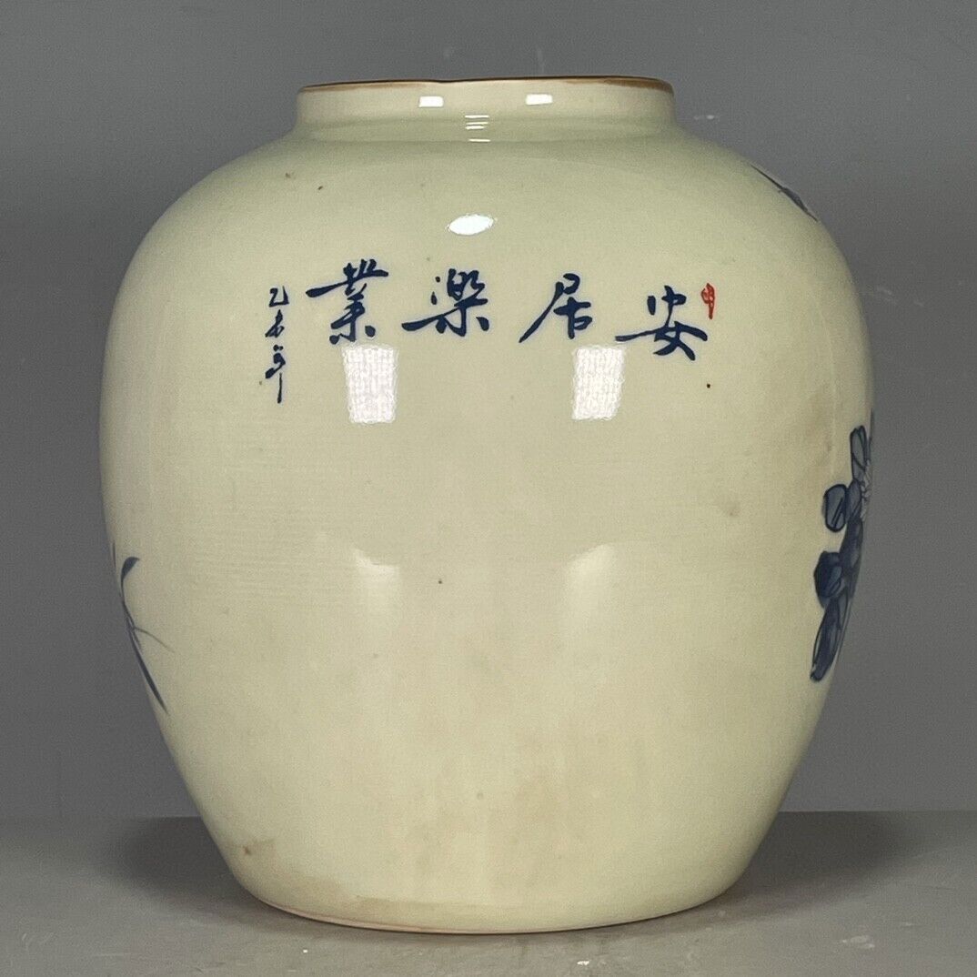 6.18" Porcelain Qing Dynasty Guangxu Blue and White Flowers and Birds Vase