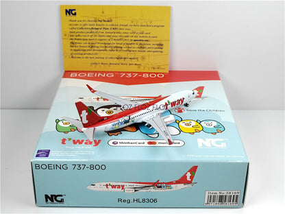 NG Models t'way Air for Boeing B737-800 HL8306 1:400 Aircraft Pre-built Model