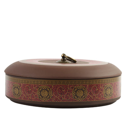 Yixing Zisha Purple Clay Tea Caddy for Pu'er Tea Cake Canister with Lid Round