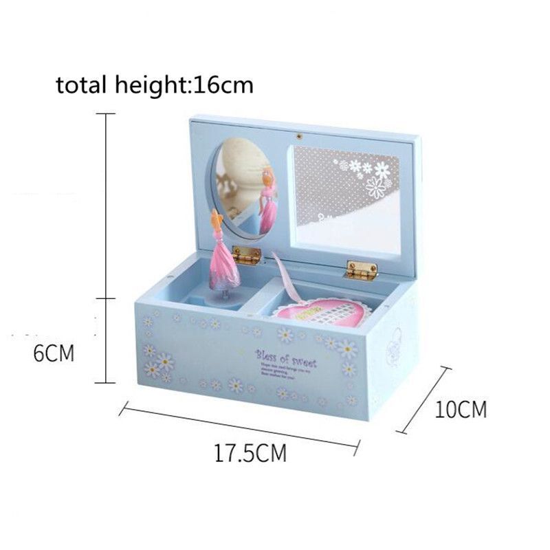 Music Box Plastic Ballerina Home Decoration Clockwork Jewelry Storage 7.5x10x6cm