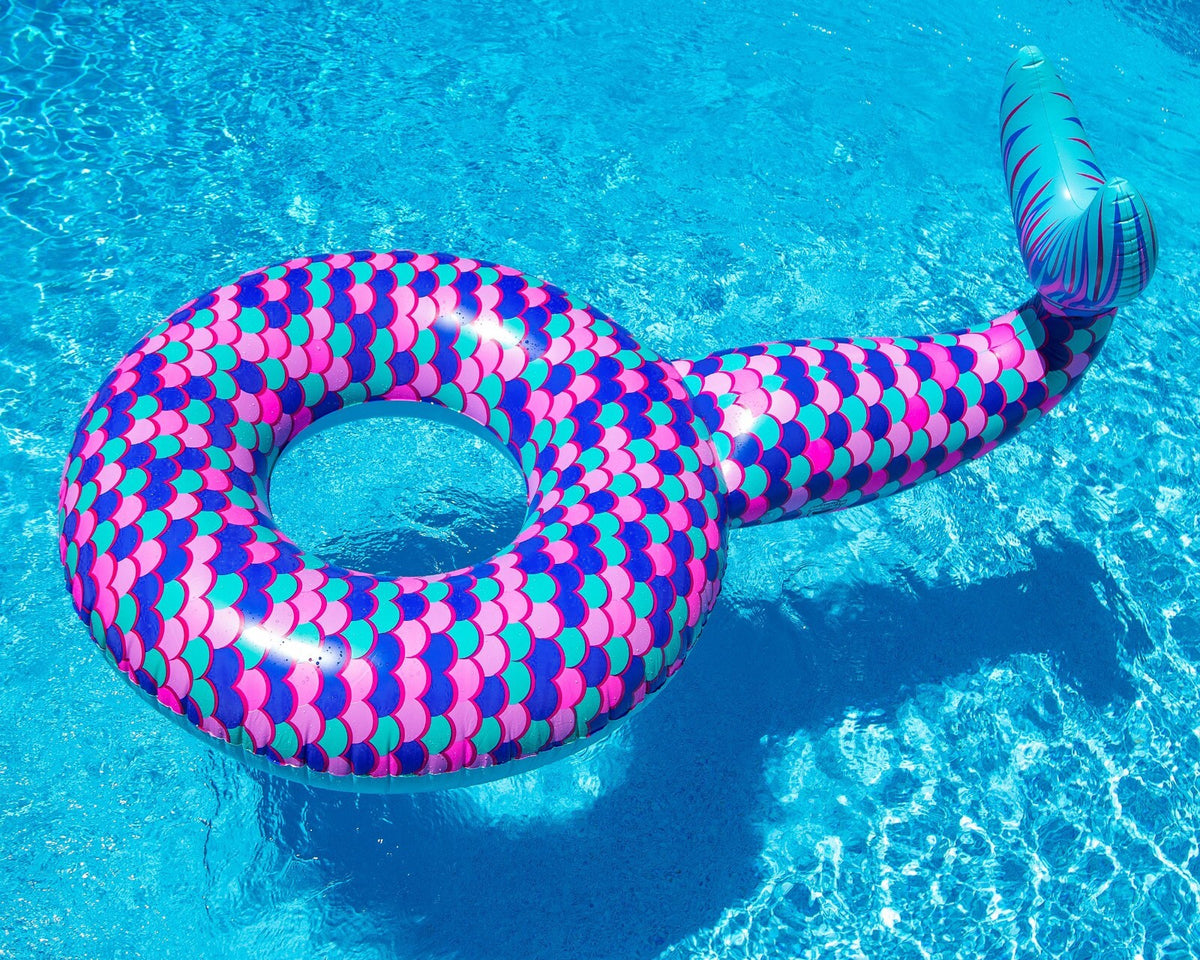 Giant Ride-on Inflatable Mermaid Fin Pool Float Beach Inner Tube (up to 200 lbs)