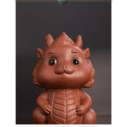 Chinese Mythical Purple Sands Tea Pet 8.4cm Kungfu Tea Table Decoration Tea Play