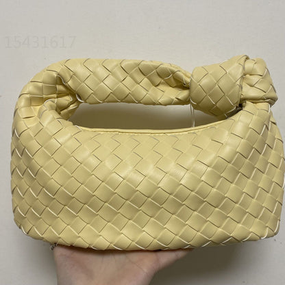 Leather Handbag Mini Shoulder Bag Purse Style Silver Weave Soft Underarm Bags