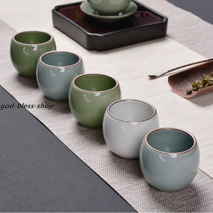 Crackle Glaze Porcelain Tea Cup 80ml Chinese Kungfu Tea Cup Ceramic Geyao Cups