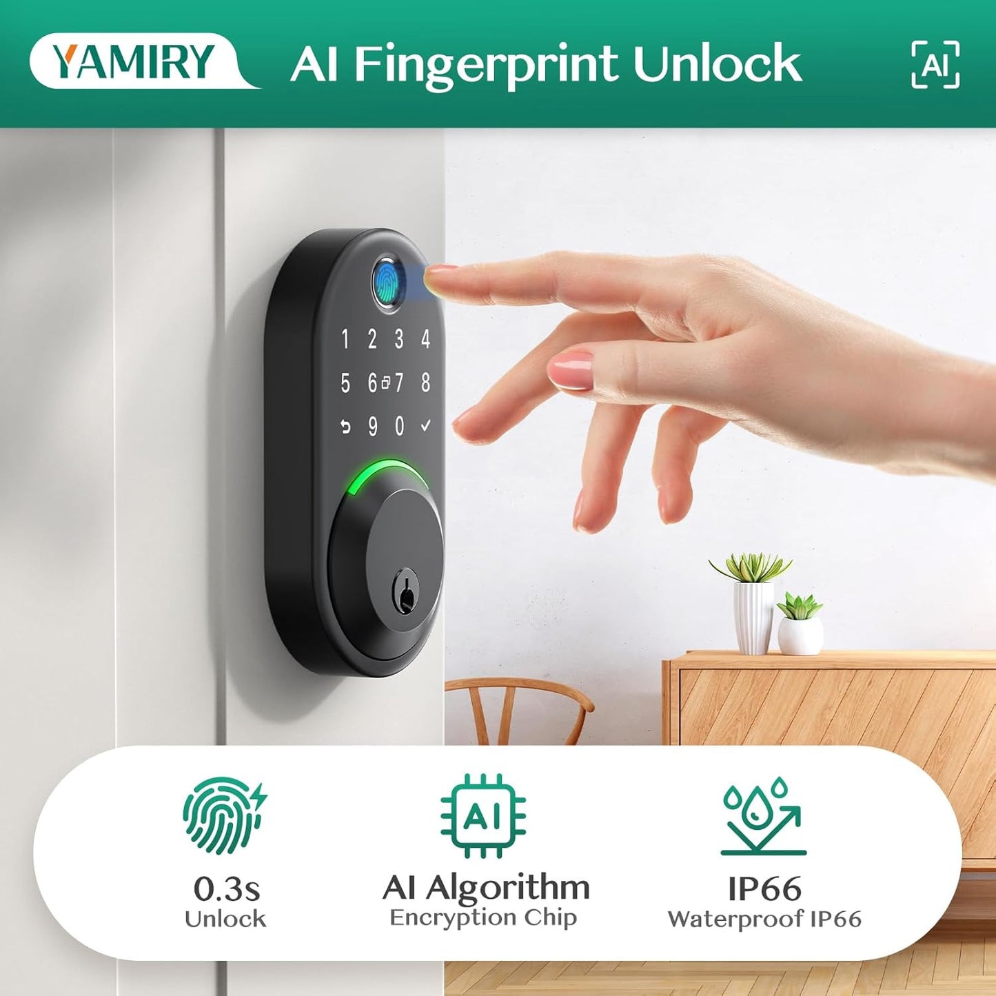 Smart Deadbolt Door Lock with Keypad: Fingerprint Keyless Entry Deadbolt,Digital
