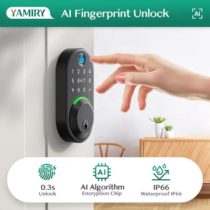 Smart Deadbolt Door Lock with Keypad: Fingerprint Keyless Entry Deadbolt,Digital