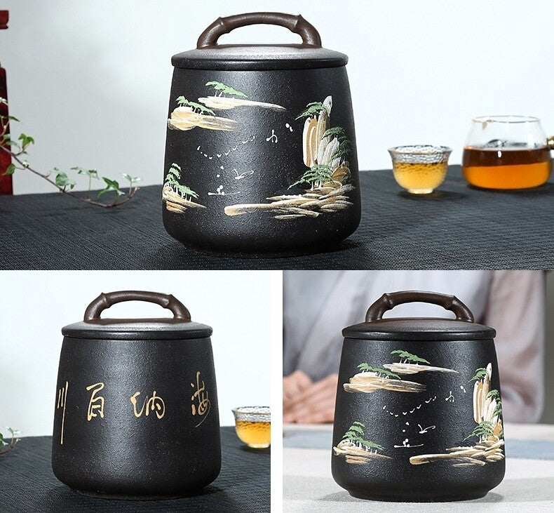 China Tea Caddy True Yixing Zisha Sealed Canister & Lid Handmade For Loose Tea