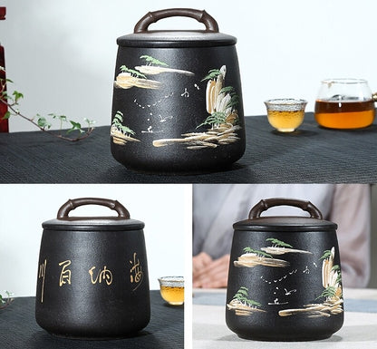 China Tea Caddy True Yixing Zisha Sealed Canister & Lid Handmade For Loose Tea