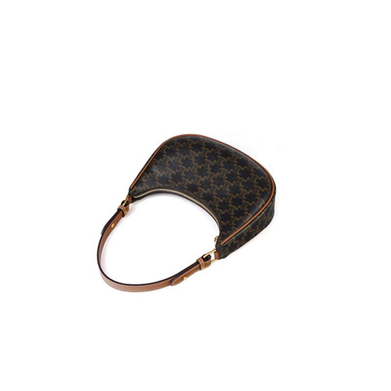 Underarm Bag Leather Shoulder Purse Vintage Printing Half Moon Crossbody Handbag