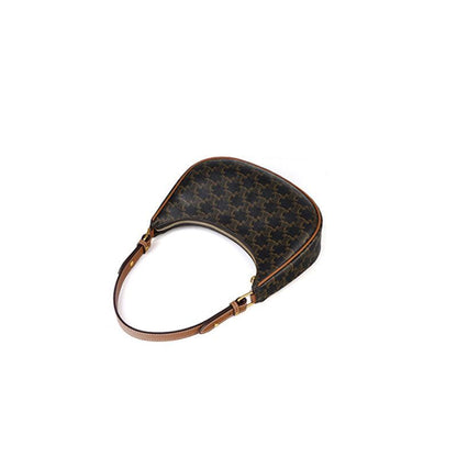 Underarm Bag Leather Shoulder Purse Vintage Printing Half Moon Crossbody Handbag