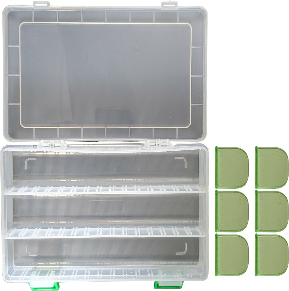 Small Parts Storage Box with 6 Removable Dividers, 8" x 5.3" x 1.5", RoHS