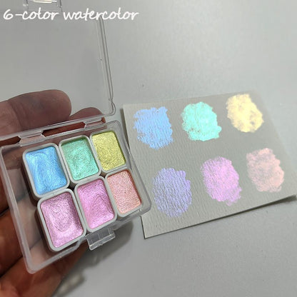 Nail Art 6-9Pc Solid Watercolor Paint Handmade Golden Acuarelas Palette Painting