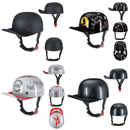 Motorcycle Open Face Half Helmet Scooter Cap Retro Baseball Style Jet Helmet DOT