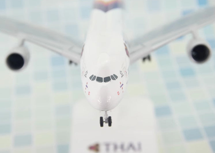 1:200 37CM RISESOON THAI Airbus A380-800 Passenger Plane ABS Plastic Plane Model