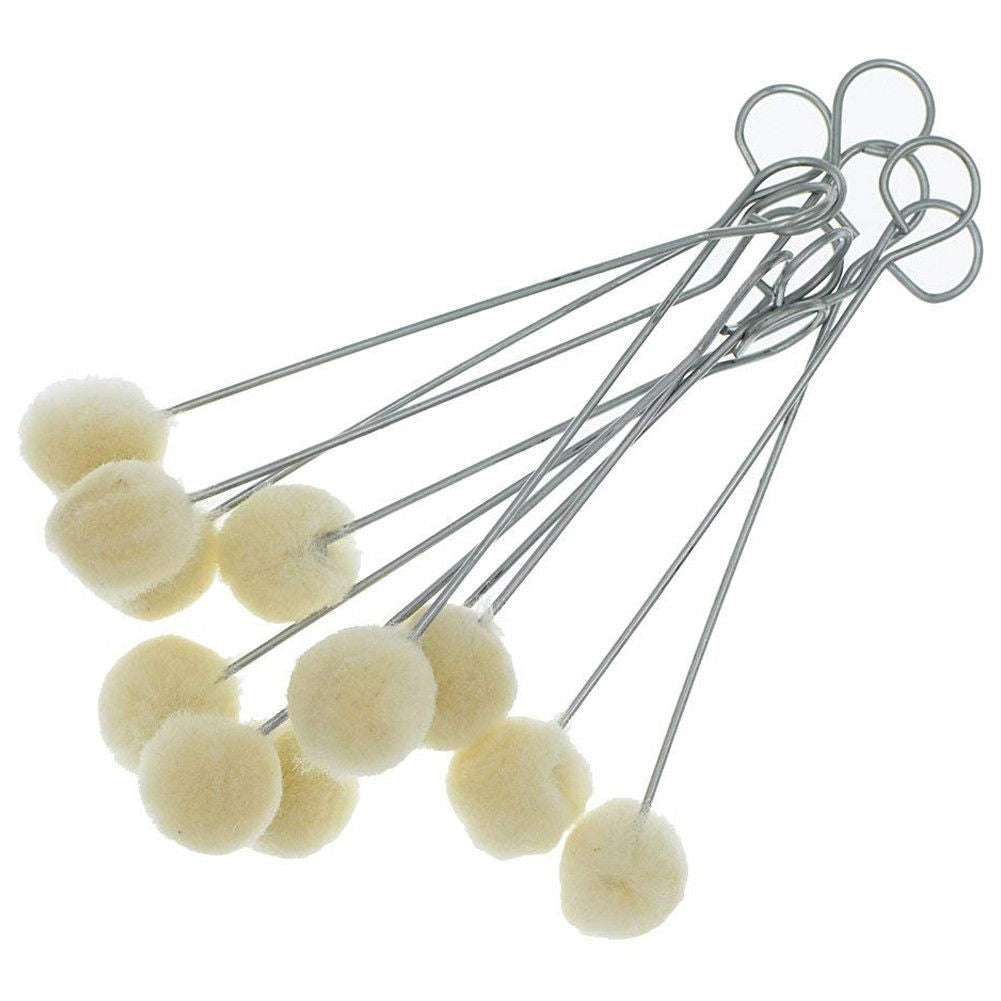 New 50pcs/Set Leather Tool Wool Daubers Ball Brush Leather Dye Tool Metal Handle
