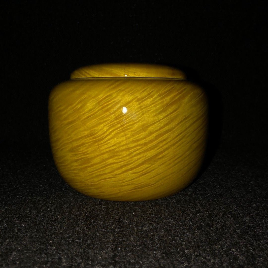 Large Leaf Nanmu Wood Jar 11×12cm Solid Wood Go/Tea Storage Jar Handcarved