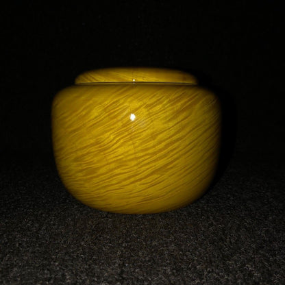 Large Leaf Nanmu Wood Jar 11×12cm Solid Wood Go/Tea Storage Jar Handcarved