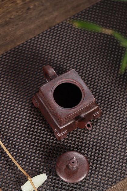 200cc Yixing teapot ancient copper clay square tripod teapot teapot tea set