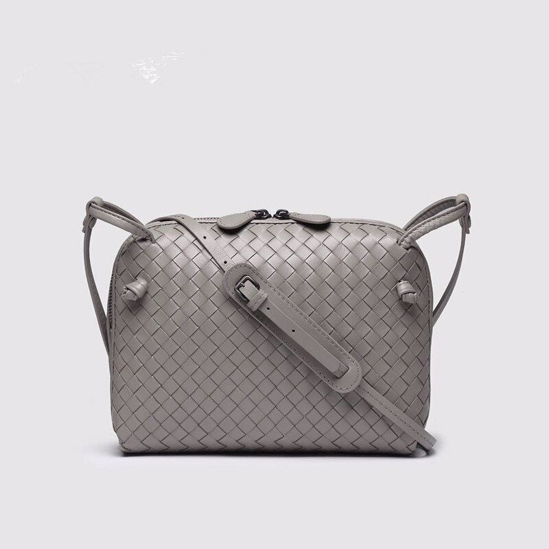 Woven Square Bag Genuine Leather Small Purse Single Shoulder Bag Crossbody Pouch