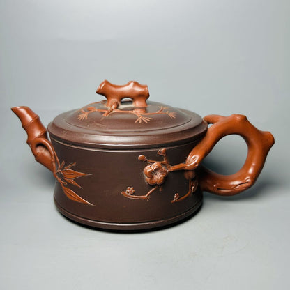 Chinese Yixing Purple Clay Teapot Zisha Ceramic Pine Bamboo Plum Blossom Teaware