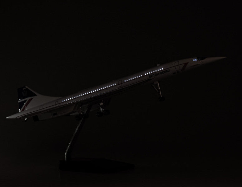 1:125 50CM BRITISH-SINGAPORE Concorde Airplane Led Sound Light Resin Model