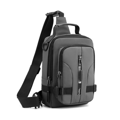 Men's Small Sling Chest Bag Backpack Anti-theft Crossbody Shoulder Bag wUSB Port