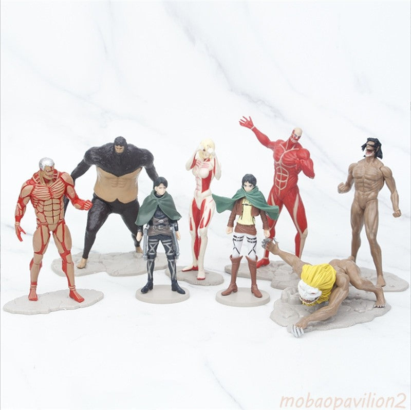 8pcs/set Anime Attack on Titan The Armored Titan Eren Jaeger Action Figure Toys
