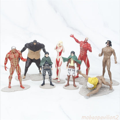 8pcs/set Anime Attack on Titan The Armored Titan Eren Jaeger Action Figure Toys