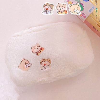 Plush Cosmetic Bag Student Large Storage Bag Travel Makeup Pouch Holder 16*24 CM