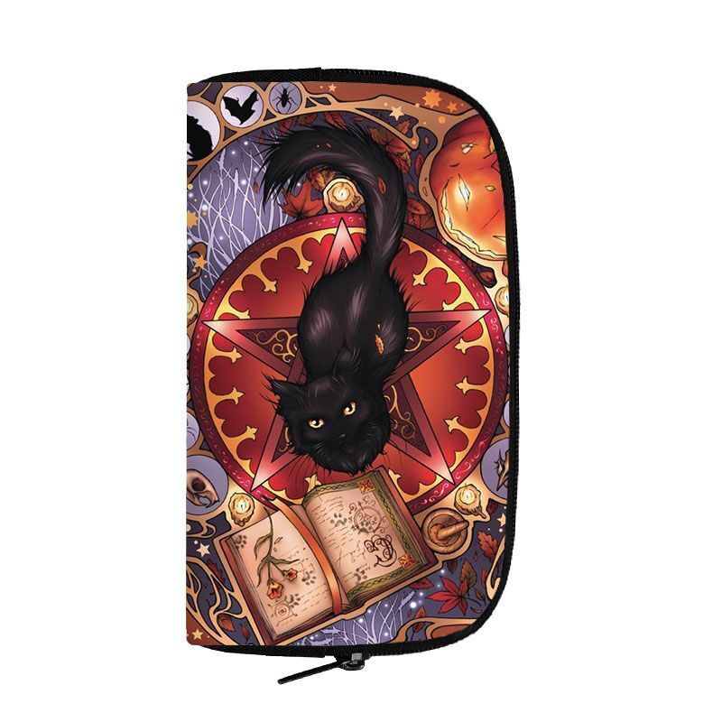 Black Long Wallet Witchcraft Skull Gothic Purse Passport Bag Phone Coin Purses