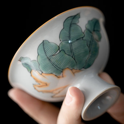 70ml Retro White Porcelain Sample Tea Cup Hand Painted Goblet Small Master Cup