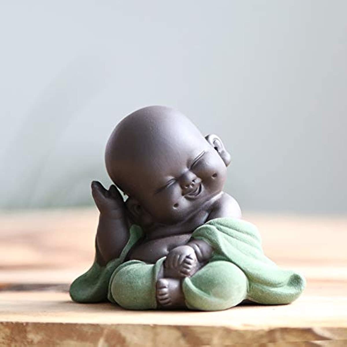 Ceramic Little Cute Buddha Statue Monk Figurine Creative Baby Crafts