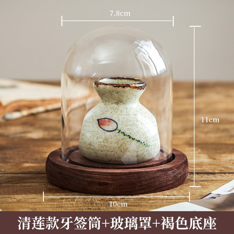 Vintage Ceramic Household Toothpick Box Chinese Style Mini Storage Bottle