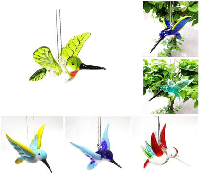 Bird Figurines Murano Glass Miniature Hummingbird Pendants Hanging Decor 5-6.5cm