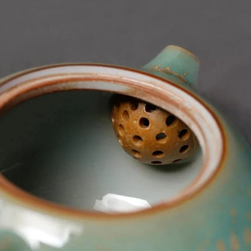 Green Ceramic Teapot Xishi Chinese Tea Pot 200ml Exquisite Classic Art Work