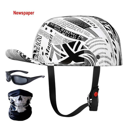 Helmet Motorcycle Vintage Baseball Cap Scooter Helmet With Glasses+Scarf For Men