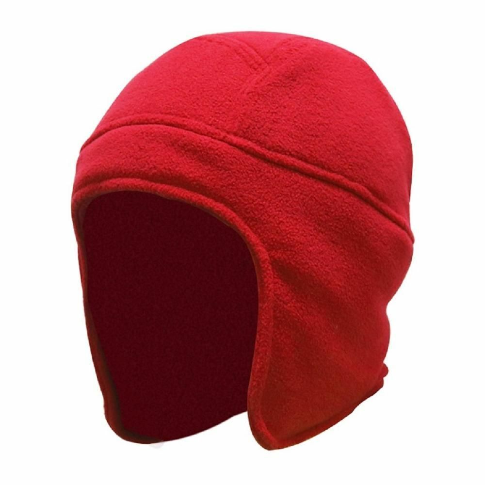 Men Women Warm Fleece Beanie Earflap Solid Color Adjustable Winter Hat Skull Cap