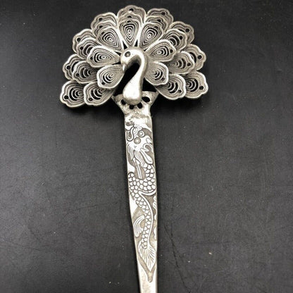 Old Chinese Tibet silver handcarved Phoenix hair hairpin 489